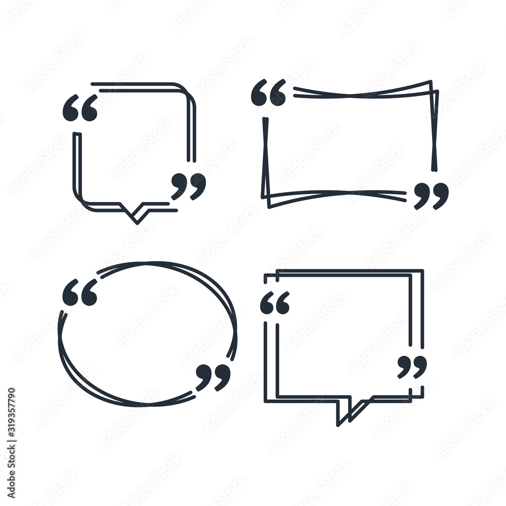 Poster collection of scribbled comic speech bubbles. colored quote speech bubble template. quotes form and 