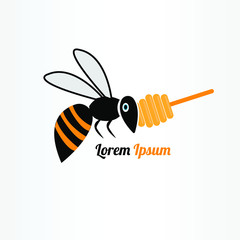 honey bee logo vector illustration. honey bee symbol icon
