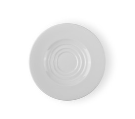 Fototapeta na wymiar white plate top view on white background