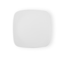 Square dish Top view on white background