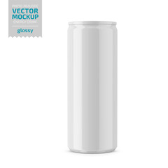 White glossy energy drink can vector mockup.