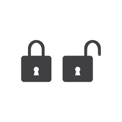 padlock icon,locked and unlocked icon vector design with black color