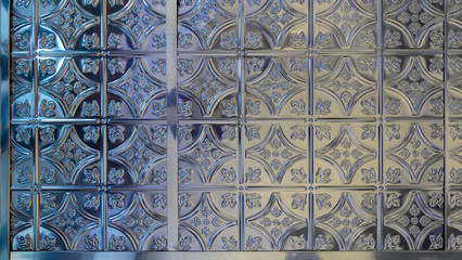 classic silver metal ceiling tile pattern