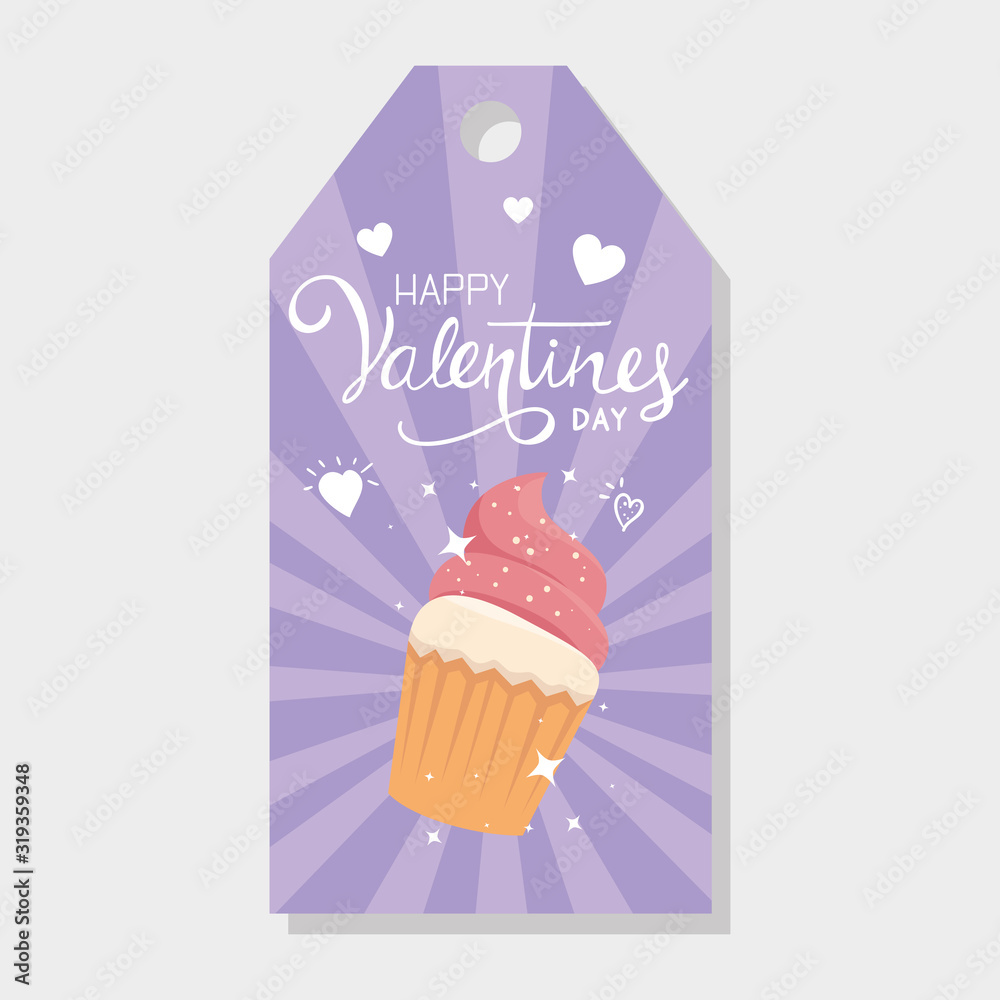 Poster label happy valentines day with decoration