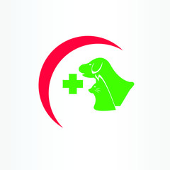 pet clinic logo vector illustration. medical logo icon with dog and cat face