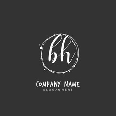 Handwritten initial letter B H BH for identity and logo. Vector logo template with handwriting and signature style.