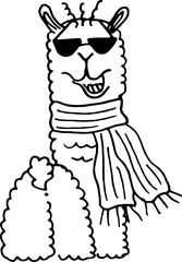 cute doodle alpaca for greeting cards, prints, kids illustrations and thematic designs