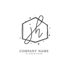 Handwritten initial letter J H JH for identity and logo. Vector logo template with handwriting and signature style.