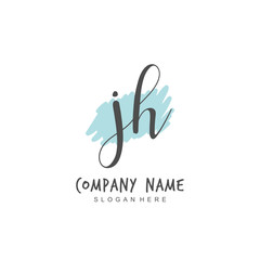 Handwritten initial letter J H JH for identity and logo. Vector logo template with handwriting and signature style.