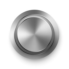 chrome buttons. Realistic metallic buttons vector design. Vector 3D illustration isolated on cool background
