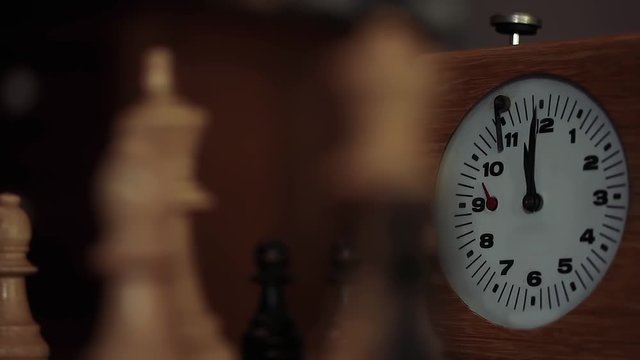Old Chess Clock Showing the Final Moments before the Game Ends. Close-Up. 