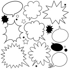 黒い罫の元気なふきだし　文字なし