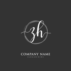 Handwritten initial letter Z H ZH for identity and logo. Vector logo template with handwriting and signature style.