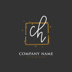 Handwritten initial letter C H CH for identity and logo. Vector logo template with handwriting and signature style.