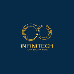 Golden Infinity Technology Logo. Symbol & Icon Vector Template.