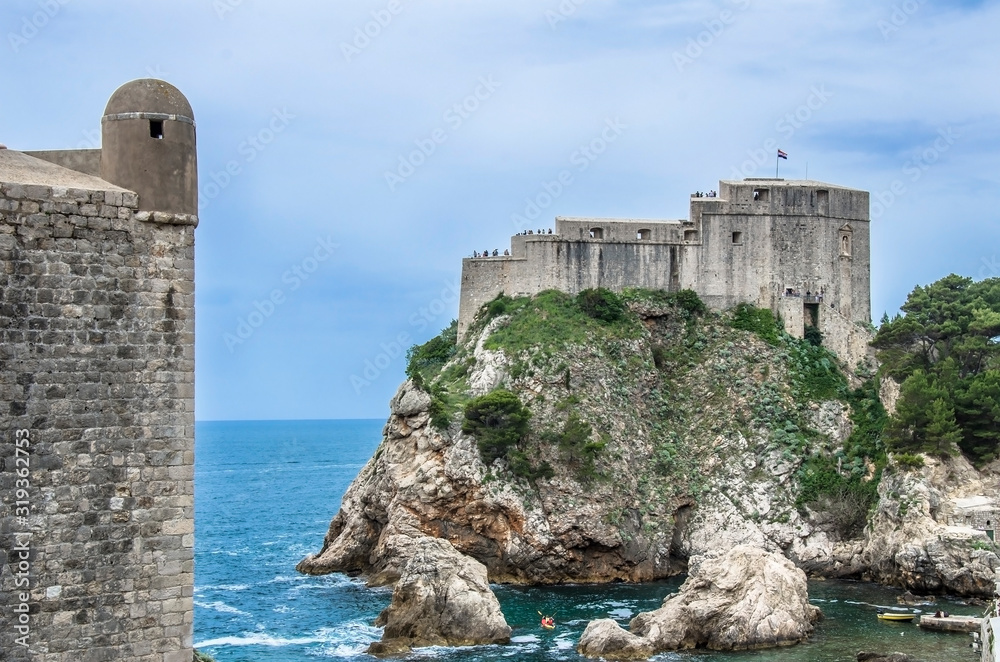 Wall mural View of Fortresses Lovrijenac from Dubrovnik city walls, Dubrovnik, Croatia