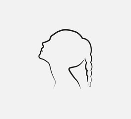 Woman head silhouette. Vector illustration. Flat. Line