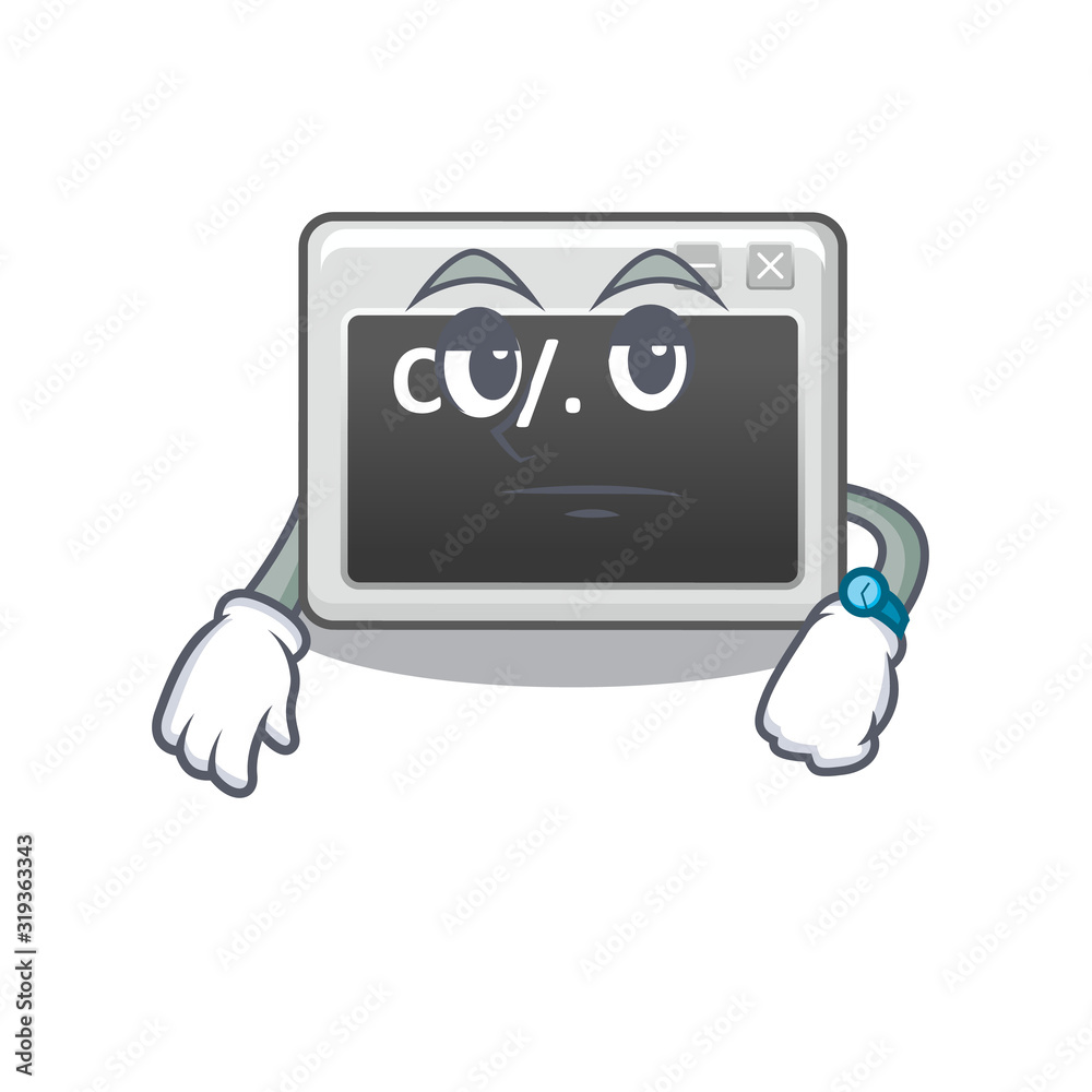 Sticker cartoon character design of command window on a waiting gesture