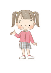 女の子　全身正面　紹介ポーズ　（茶線）