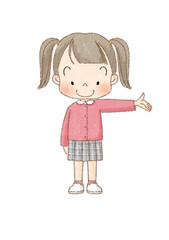 女の子　全身正面　紹介ポーズ　（茶線）