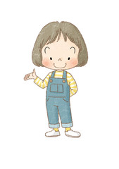 女の子　全身正面　紹介ポーズ　（茶線）