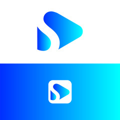 Icon logo play button with combination of initial letter S