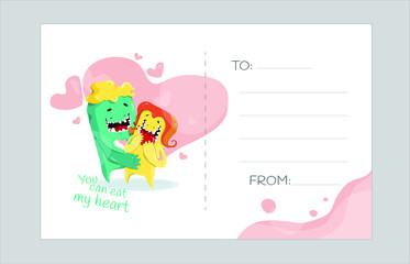 Valentine's day concept vector illustration.  Funny and weird