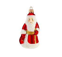 Beautiful christmas ded moroz, santa-klaus toy hanging isolated on white