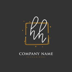 Handwritten initial letter H HH for identity and logo. Vector logo template with handwriting and signature style.