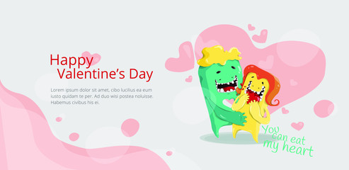 Valentine's day concept vector illustration. Funny and weird