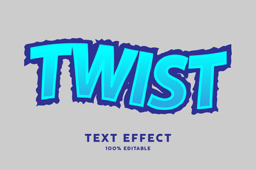 Fresh cyan blue bumpy with twist style text effect