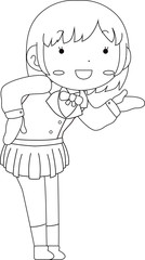 Obraz premium Cute pose of cute schoolgirl outline