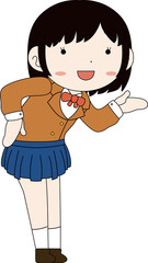 Cute pose of cute Black hair schoolgirl