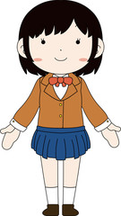 Cute pose of cute Black hair schoolgirl