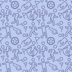Obraz premium Soccer sport pattern. Football training icons pattern background with Vector graphics
