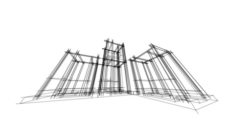 Abstract, structure, sculpture and architecture, Sketch concept idea.