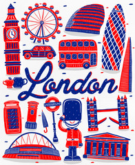 Illustration of seamless pattern London city landmark with flat design style. - obrazy, fototapety, plakaty