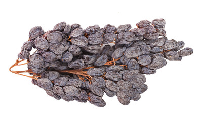 Cluster of raisins isolated on a white background.