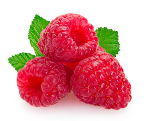 Fresh raspberry on white background