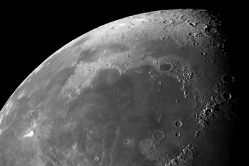 Fotobehang Photo of the moon with high magnification. Moon, view through a telescope. Moon with craters. © Sergei