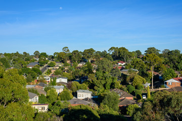 Melbourne, Australia-March 15, 2017: Suburb view of Greensborough area on blue sky background.
