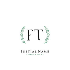 FT Initial handwriting logo vector