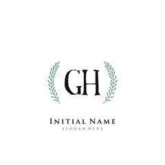 GH Initial handwriting logo vector