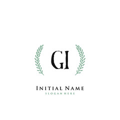 GI Initial handwriting logo vector