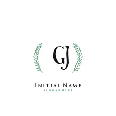 GJ Initial handwriting logo vector