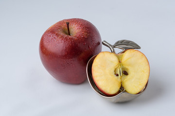 Red apple, in a flight