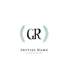GR Initial handwriting logo vector