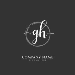 Handwritten initial letter G H GH for identity and logo. Vector logo template with handwriting and signature style.