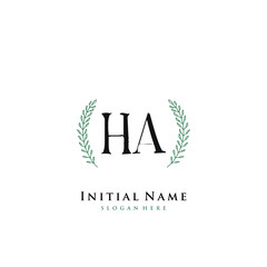 HA Initial handwriting logo vector