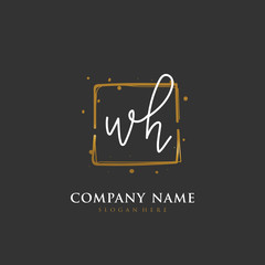 Handwritten initial letter W H WH for identity and logo. Vector logo template with handwriting and signature style.